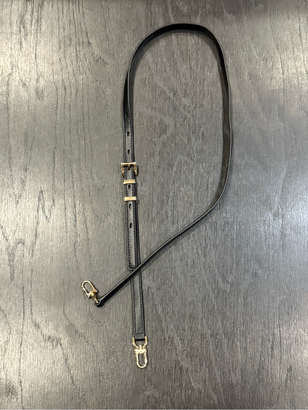 Michael Kors Black Leather Adjustable Crossbody Strap with Gold Hardware